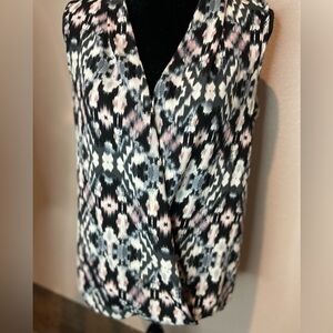 Pink Rose~Southwest Style High/Low V-Neck Sleeveless Wrap-Look Top~Size L